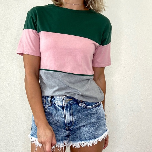 Arizona Jean Company Tops - Arizona Jean Color Block Crop T-Shirt